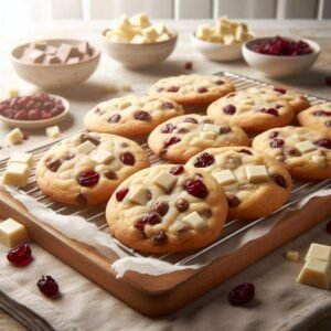 galletas de chocolate blanco con arandanos