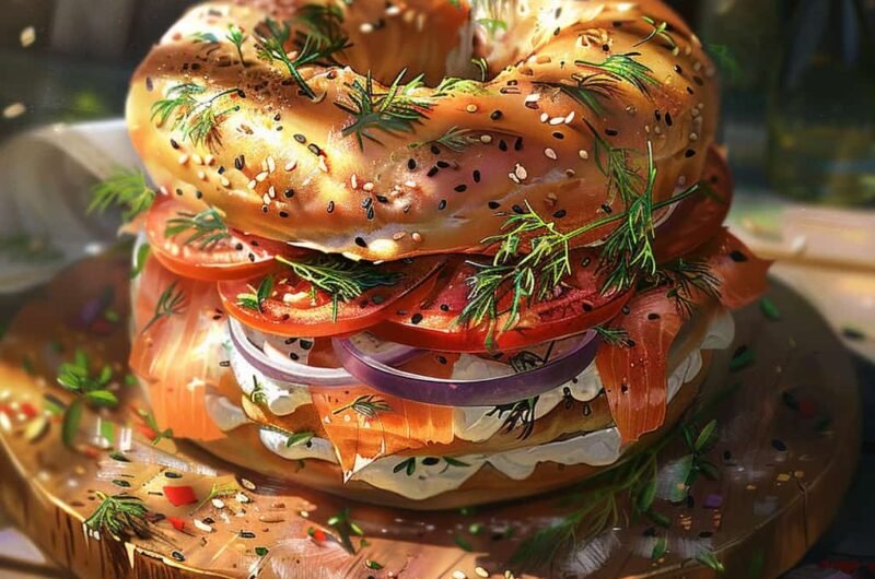 Bagel con Salmón y Queso Crema