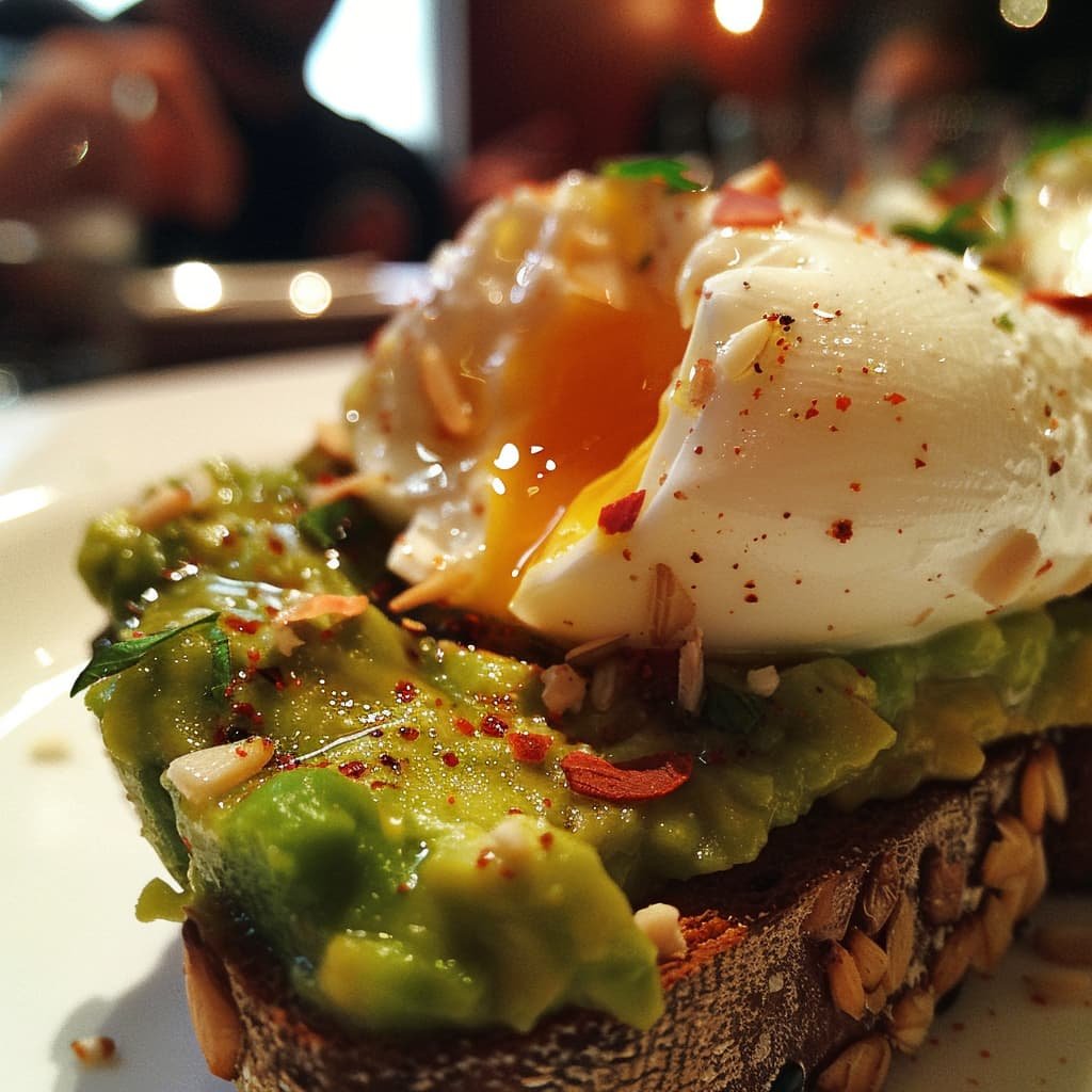 aguacate tostado con huevo poche