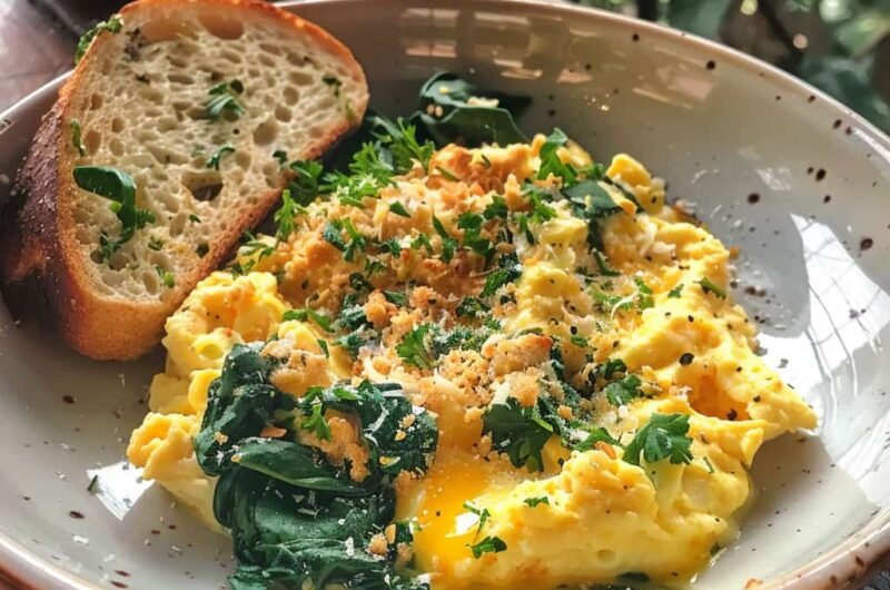 Huevos Revueltos con Espinacas y Queso