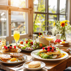 mesa preparada para brunch