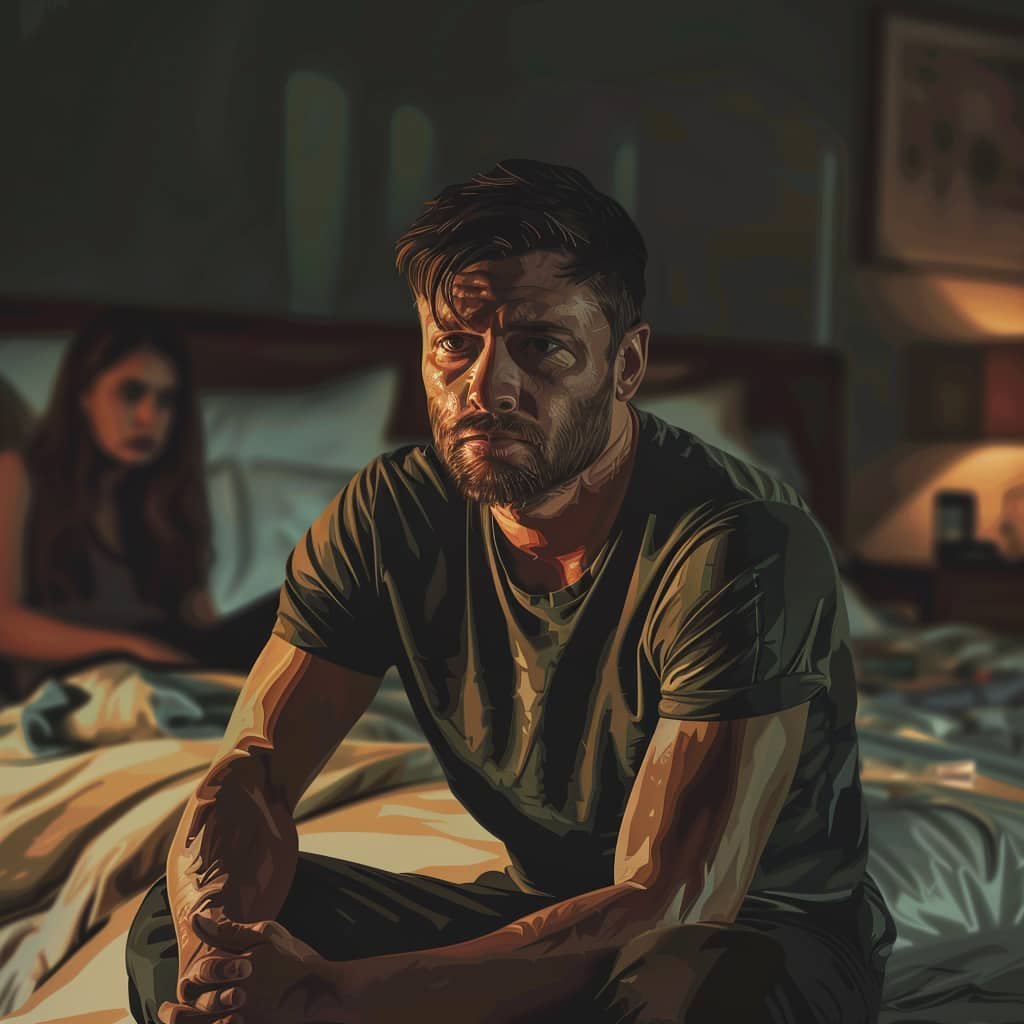 hombre preocupado por disfunción erectil