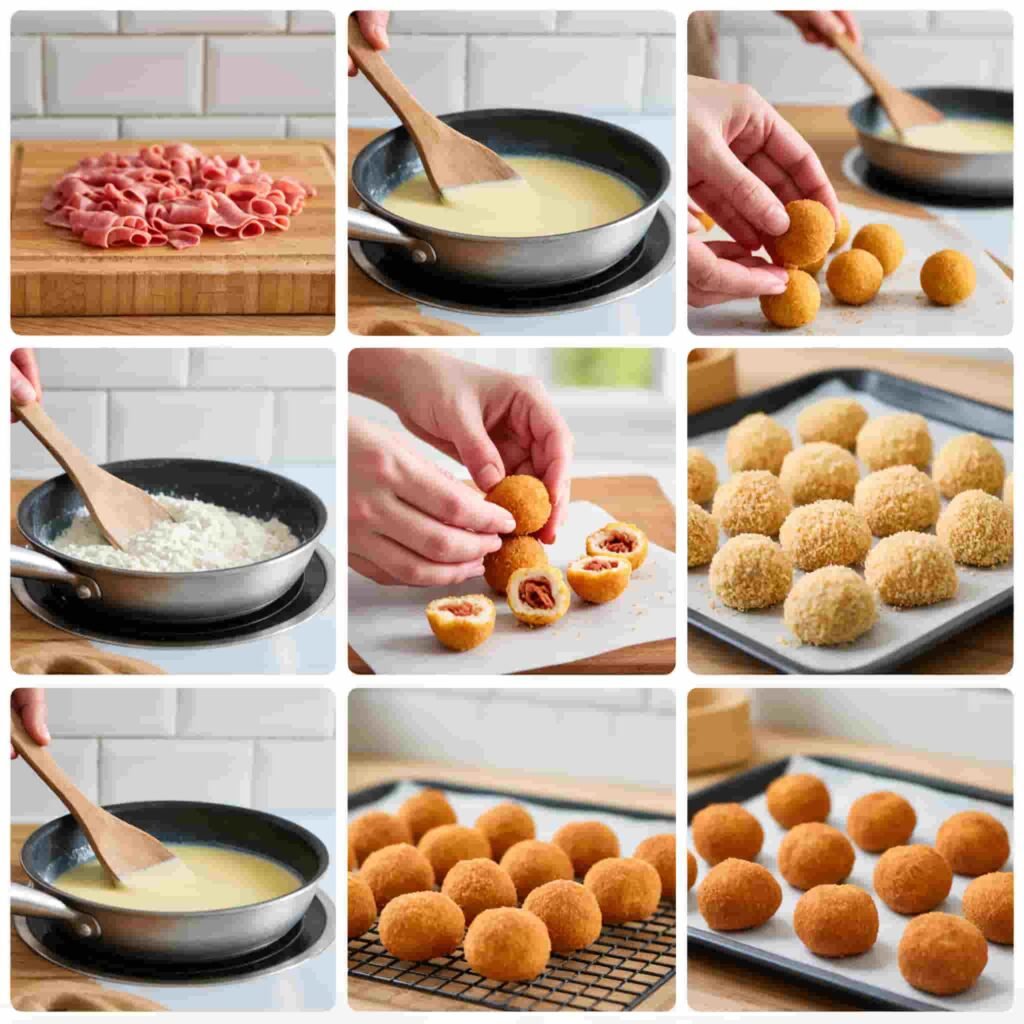 resumen de preparación croquetas de jamón saludables