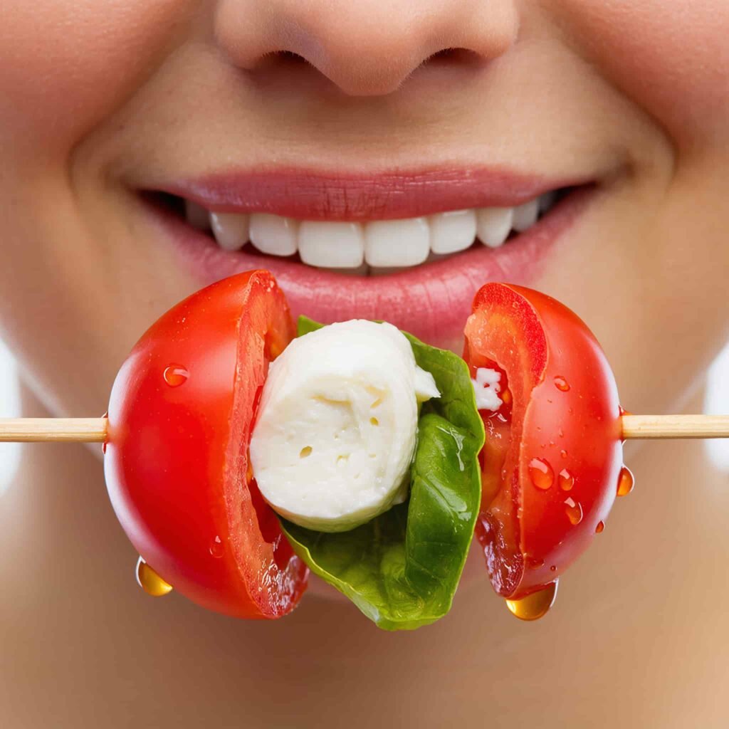 brocheta en caprese saludable