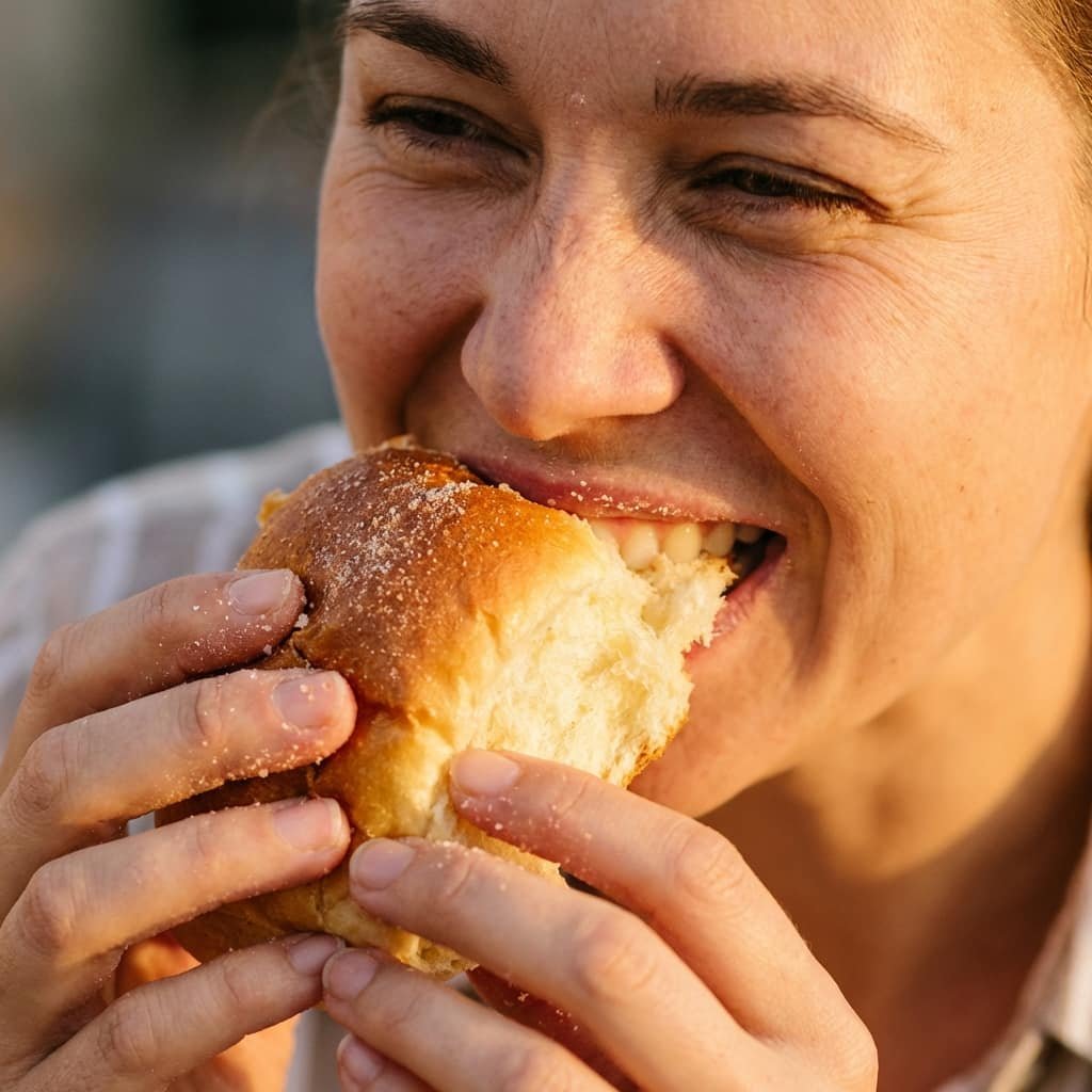 persona comiendo pan piñata venezolano
