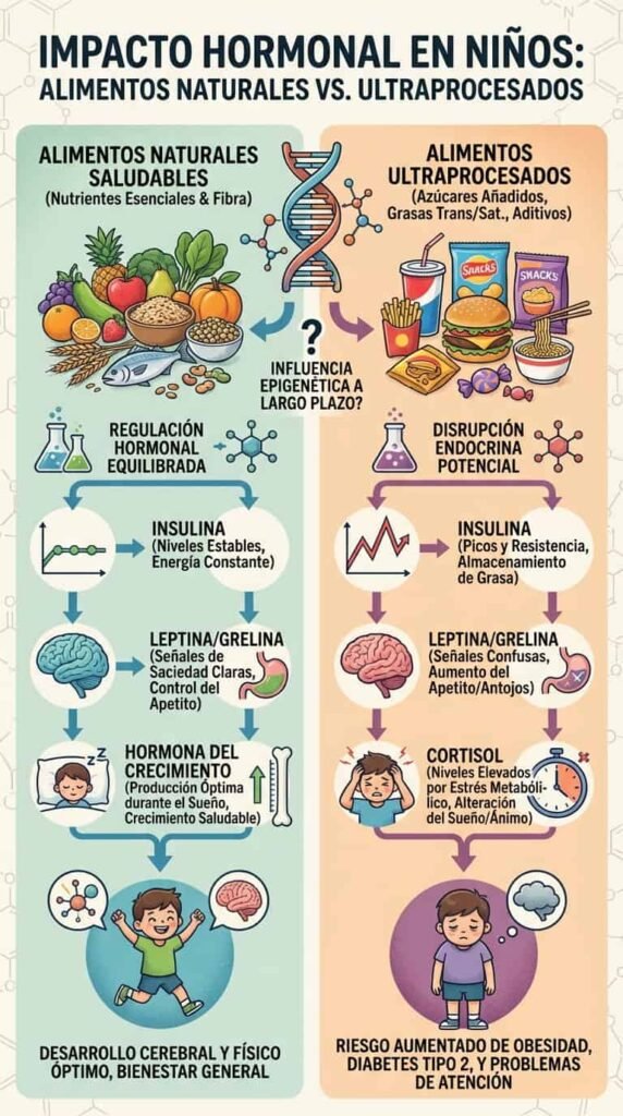 comparacion alimentacion sana vs procesada en niños
